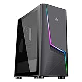Ant Esports ICE-130AG Mid Tower Computer Case I Gaming Cabinet Supports ATX, Micro-ATX, Mini-ITX Motherboard with Transparent Side Panel 1 x 120 mm Rear Fan Preinstalled - Black