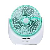 Piesome Powerful Rechargeable 1.88 Watts High Speed Table Fan with LED Light for Home, Office Desk, Kitchen (Multicolour)
