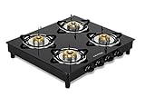 Black Pearl Lifestyle Glass Top Gas Stove, 4 Burner Gas Stove, 2 Years Warranty, Doorstep Service, Black, Manual