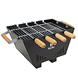 H Hy-tec (Device) HYBB - Tabletop Charcoal Grill Barbeque with 4 Skewers & Charcoal Tray (Stellar Black)