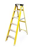 YOUNGMAN Aluminium Shockproof Fibreglass 6 Step Ladder with Tool Tray (Load Capacity 150 kg, 166 x 70 x 12.8 cm)