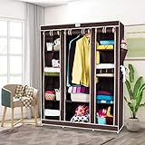 CbeeSo Fabric and Metal Frame Foldable Wardrobe with 10 Racks(Brown, 54x18x65-inch)
