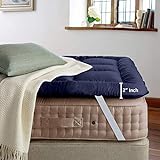 Cloth Fusion 600 GSM Microfiber Mattress Topper/Padding for Single Size Bed | Soft & Quilted | Navy Blue, 72 x 36 Inches